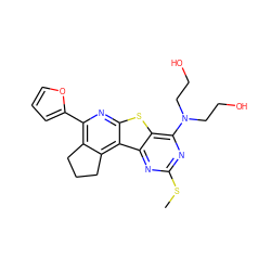 CSc1nc(N(CCO)CCO)c2sc3nc(-c4ccco4)c4c(c3c2n1)CCC4 ZINC000002454209