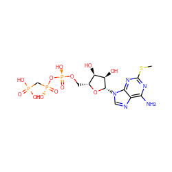 CSc1nc(N)c2ncn([C@@H]3O[C@H](CO[P@@](=O)(O)O[P@](=O)(O)CP(=O)(O)O)[C@@H](O)[C@H]3O)c2n1 ZINC000049745892