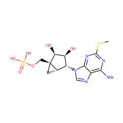 CSc1nc(N)c2ncn([C@H]3[C@H](O)[C@H](O)[C@@]4(COP(=O)(O)O)C[C@@H]34)c2n1 ZINC000013473507