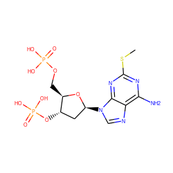 CSc1nc(N)c2ncn([C@H]3C[C@H](OP(=O)(O)O)[C@@H](COP(=O)(O)O)O3)c2n1 ZINC000013776833