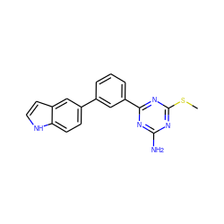 CSc1nc(N)nc(-c2cccc(-c3ccc4[nH]ccc4c3)c2)n1 ZINC000036124135