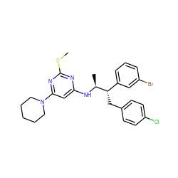 CSc1nc(N[C@@H](C)[C@@H](Cc2ccc(Cl)cc2)c2cccc(Br)c2)cc(N2CCCCC2)n1 ZINC000043122687