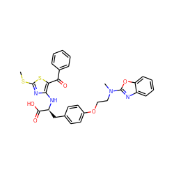 CSc1nc(N[C@@H](Cc2ccc(OCCN(C)c3nc4ccccc4o3)cc2)C(=O)O)c(C(=O)c2ccccc2)s1 ZINC000004137619