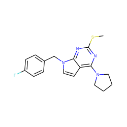 CSc1nc(N2CCCC2)c2ccn(Cc3ccc(F)cc3)c2n1 ZINC001772605385