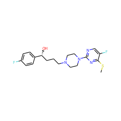 CSc1nc(N2CCN(CCC[C@@H](O)c3ccc(F)cc3)CC2)ncc1F ZINC000013730876