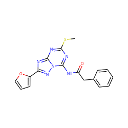 CSc1nc(NC(=O)Cc2ccccc2)n2nc(-c3ccco3)nc2n1 ZINC000049112731