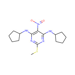 CSc1nc(NC2CCCC2)c([N+](=O)[O-])c(NC2CCCC2)n1 ZINC000003996034