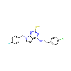 CSc1nc(NCCc2ccc(Cl)cc2)c2ccn(Cc3ccc(F)cc3)c2n1 ZINC001772653765