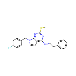 CSc1nc(NCCc2ccccc2)c2ccn(Cc3ccc(F)cc3)c2n1 ZINC001772582523