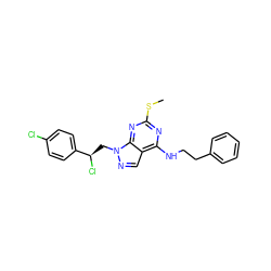 CSc1nc(NCCc2ccccc2)c2cnn(C[C@@H](Cl)c3ccc(Cl)cc3)c2n1 ZINC000028862052