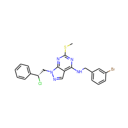 CSc1nc(NCc2cccc(Br)c2)c2cnn(C[C@H](Cl)c3ccccc3)c2n1 ZINC000066258855