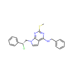 CSc1nc(NCc2ccccc2)c2ccn(C[C@H](Cl)c3ccccc3)c2n1 ZINC001772617403