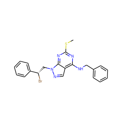 CSc1nc(NCc2ccccc2)c2cnn(C[C@H](Br)c3ccccc3)c2n1 ZINC000040404686