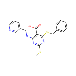 CSc1nc(NCc2cccnc2)c(C(=O)O)c(SCc2ccccc2)n1 ZINC000053226490