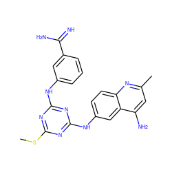 CSc1nc(Nc2cccc(C(=N)N)c2)nc(Nc2ccc3nc(C)cc(N)c3c2)n1 ZINC000098085651