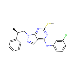 CSc1nc(Nc2cccc(Cl)c2)c2cnn(C[C@H](C)c3ccccc3)c2n1 ZINC000072125734