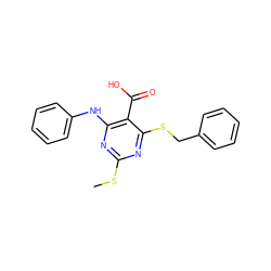 CSc1nc(Nc2ccccc2)c(C(=O)O)c(SCc2ccccc2)n1 ZINC000043129949