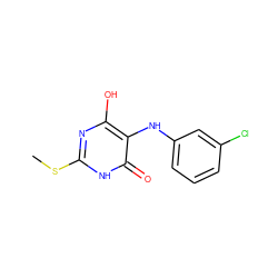 CSc1nc(O)c(Nc2cccc(Cl)c2)c(=O)[nH]1 ZINC000013597354