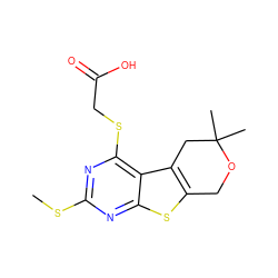 CSc1nc(SCC(=O)O)c2c3c(sc2n1)COC(C)(C)C3 ZINC000002237023