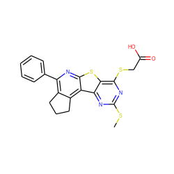 CSc1nc(SCC(=O)O)c2sc3nc(-c4ccccc4)c4c(c3c2n1)CCC4 ZINC000002430890