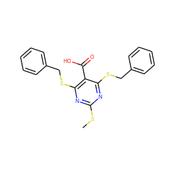 CSc1nc(SCc2ccccc2)c(C(=O)O)c(SCc2ccccc2)n1 ZINC000034884343