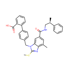 CSc1nc2c(C)cc(C(=O)NC[C@@H](C)c3ccccc3)cc2n1Cc1ccc(-c2ccccc2C(=O)O)cc1 ZINC000653755616