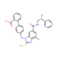 CSc1nc2c(C)cc(C(=O)NC[C@H](C)c3ccccc3)cc2n1Cc1ccc(-c2ccccc2C(=O)O)cc1 ZINC000653755618