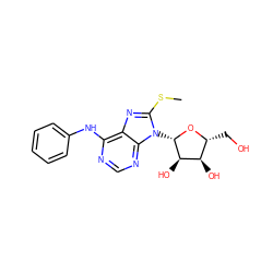 CSc1nc2c(Nc3ccccc3)ncnc2n1[C@@H]1O[C@H](CO)[C@@H](O)[C@H]1O ZINC000013643687