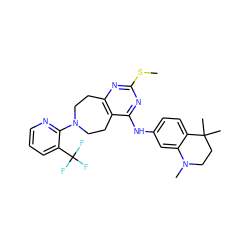 CSc1nc2c(c(Nc3ccc4c(c3)N(C)CCC4(C)C)n1)CCN(c1ncccc1C(F)(F)F)CC2 ZINC000144518019