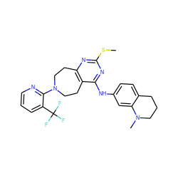 CSc1nc2c(c(Nc3ccc4c(c3)N(C)CCC4)n1)CCN(c1ncccc1C(F)(F)F)CC2 ZINC000144910150