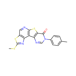 CSc1nc2c(cnc3sc4c(=O)n(-c5ccc(C)cc5)cnc4c32)s1 ZINC000028827149