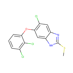 CSc1nc2cc(Cl)c(Oc3cccc(Cl)c3Cl)cc2[nH]1 ZINC000001444556