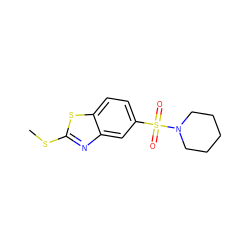 CSc1nc2cc(S(=O)(=O)N3CCCCC3)ccc2s1 ZINC000000409811