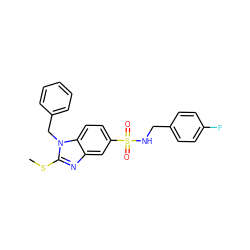 CSc1nc2cc(S(=O)(=O)NCc3ccc(F)cc3)ccc2n1Cc1ccccc1 ZINC000028345819