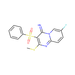 CSc1nc2ccc(F)cn2c(=N)c1S(=O)(=O)c1ccccc1 ZINC000013528549