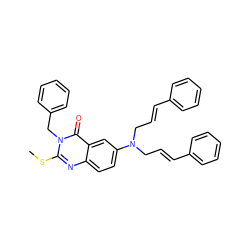 CSc1nc2ccc(N(C/C=C/c3ccccc3)C/C=C/c3ccccc3)cc2c(=O)n1Cc1ccccc1 ZINC000049071960