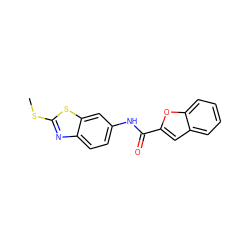 CSc1nc2ccc(NC(=O)c3cc4ccccc4o3)cc2s1 ZINC000003166269