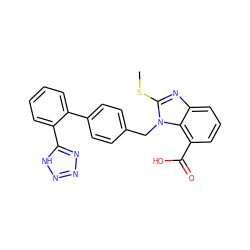 CSc1nc2cccc(C(=O)O)c2n1Cc1ccc(-c2ccccc2-c2nnn[nH]2)cc1 ZINC000003804749