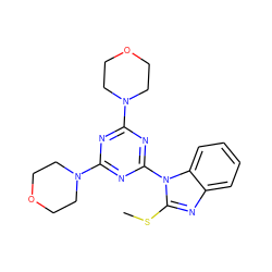 CSc1nc2ccccc2n1-c1nc(N2CCOCC2)nc(N2CCOCC2)n1 ZINC000073141309