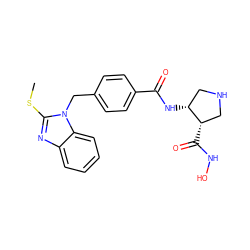 CSc1nc2ccccc2n1Cc1ccc(C(=O)N[C@@H]2CNC[C@@H]2C(=O)NO)cc1 ZINC000029038013