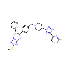 CSc1nc2nc(-c3ccc(CN4CCC(c5n[nH]c(-c6cccc(C)n6)n5)CC4)cc3)c(-c3ccccc3)cn2n1 ZINC000261192941