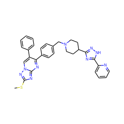 CSc1nc2nc(-c3ccc(CN4CCC(c5n[nH]c(-c6ccccn6)n5)CC4)cc3)c(-c3ccccc3)cn2n1 ZINC000166983765