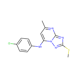 CSc1nc2nc(C)cc(Nc3ccc(Cl)cc3)n2n1 ZINC000073314907