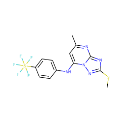 CSc1nc2nc(C)cc(Nc3ccc(S(F)(F)(F)(F)F)cc3)n2n1 ZINC000073312447