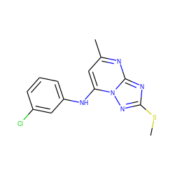 CSc1nc2nc(C)cc(Nc3cccc(Cl)c3)n2n1 ZINC000073314909