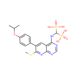 CSc1nc2ncnc(NC(P(=O)(O)O)P(=O)(O)O)c2cc1-c1ccc(OC(C)C)cc1 ZINC000299824632