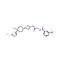 CSc1ncc([C@]2(O)CC[C@H](N3CC(NC(=O)CNC(=O)c4cccc(C(F)(F)F)c4)C3)CC2)s1 ZINC000101588026