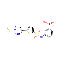 CSc1ncc(-c2ccc(S(=O)(=O)Nc3cccc(C(=O)O)c3)s2)cn1 ZINC000653684780