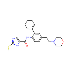 CSc1ncc(C(=O)Nc2ccc(CCN3CCOCC3)cc2C2=CCCCC2)[nH]1 ZINC000146917104