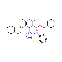 CSc1ncc(C2C(C(=O)OCC3CCCCC3)=C(C)NC(C)=C2C(=O)OCC2CCCCC2)n1Nc1ccccc1 ZINC000103216221